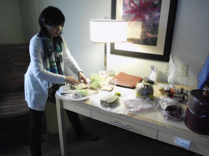 Jackie fixing sandwiches