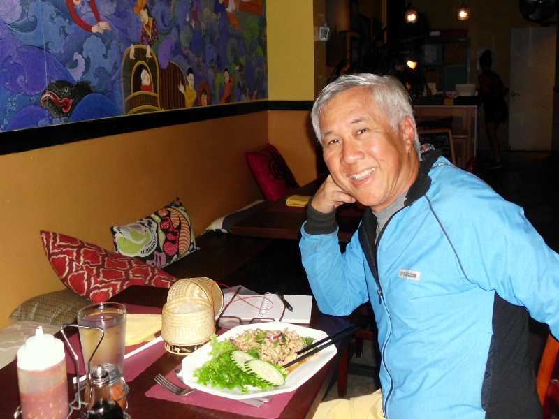 chicken larb and sticky rice