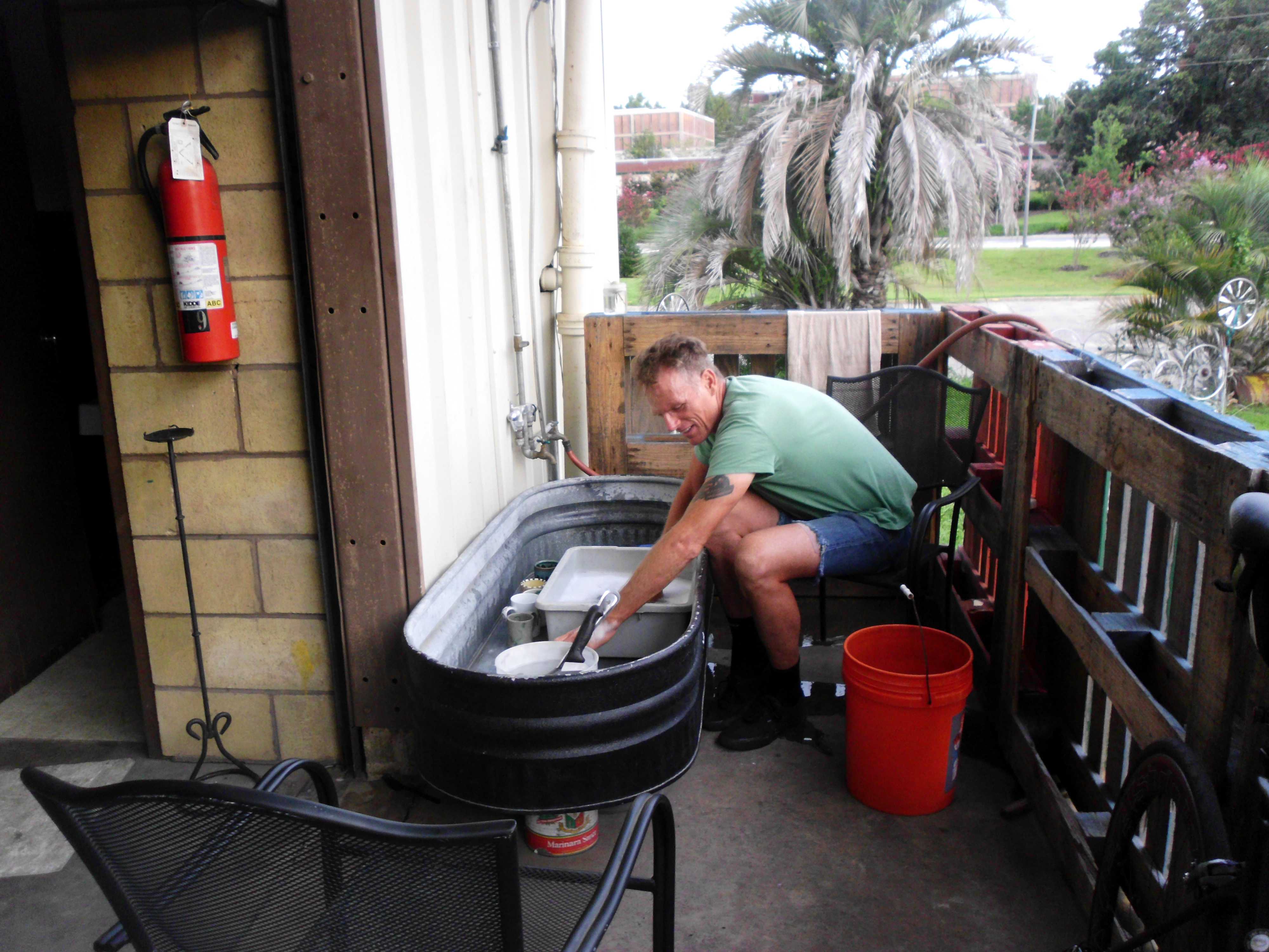 outdoor sink is shower