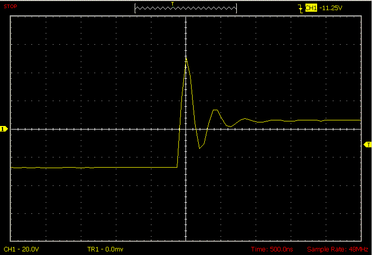 Gate resistor R??? has been increased to 10 ohms to try to slow the risetime a little.