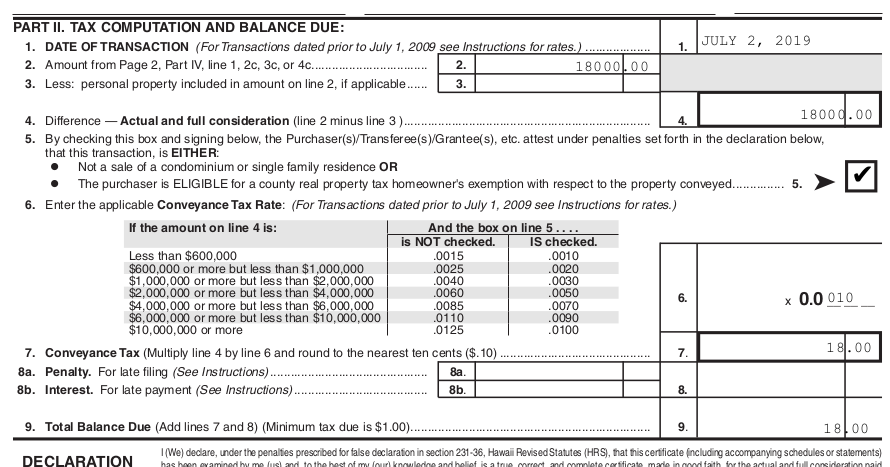 land conveyance tax hawaii