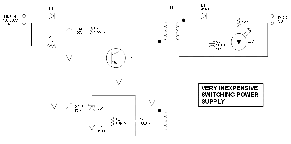 Inexpensive Switching Power Supply Schematic