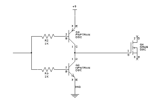 Totem pole type drive circuit for the MOSFET gate