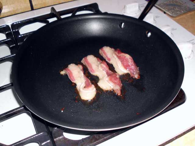 It's acting like regular bacon, curling up in the pan when fried.